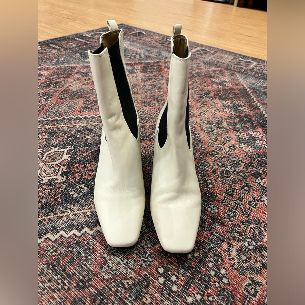 Barely Worn White Ankle Boots - Size 11 US